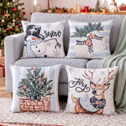 4PC Christmas Cushion Covers 45x45cm - Blue & White