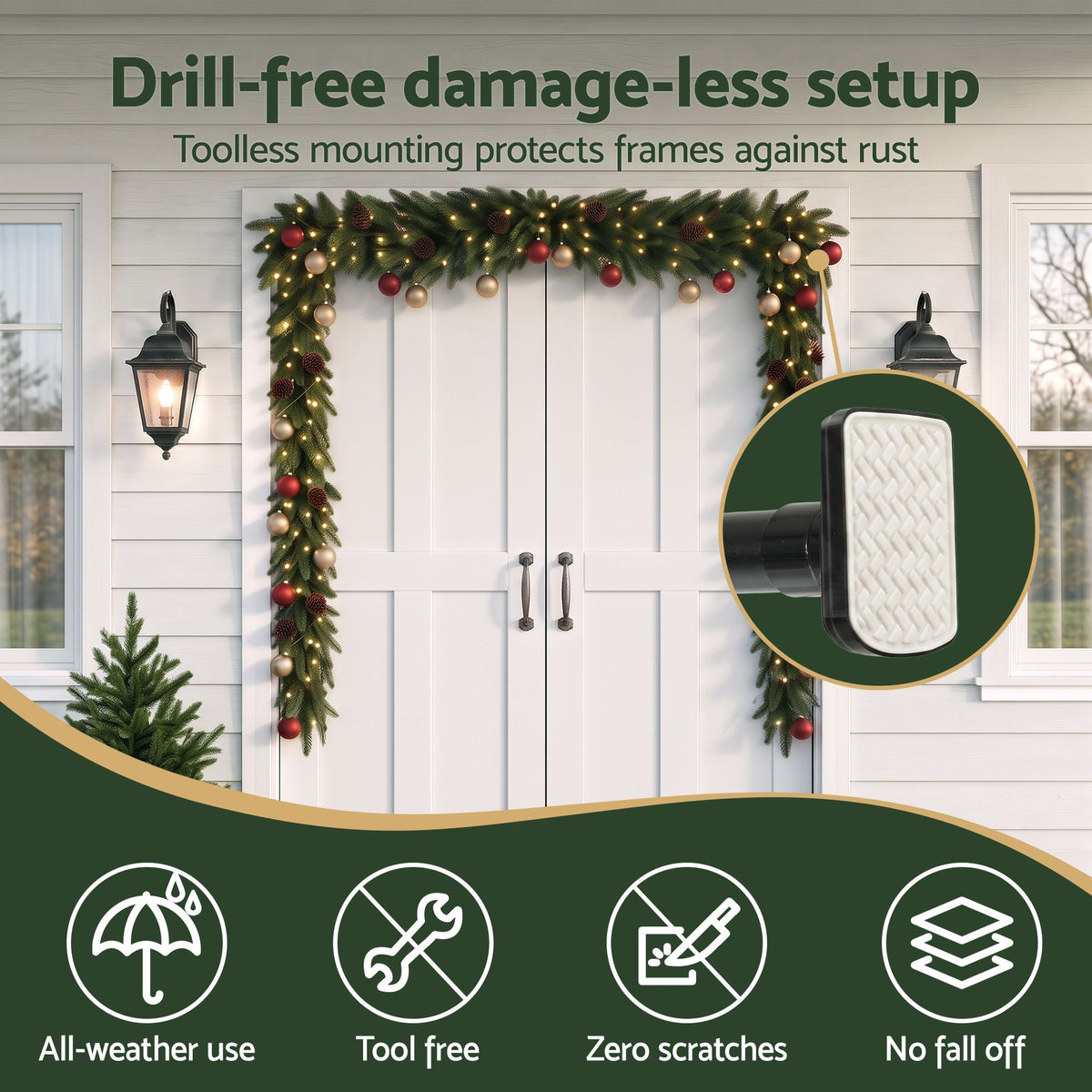 Adjustable Christmas Garland & Wreath Door Hanger 85-160cm