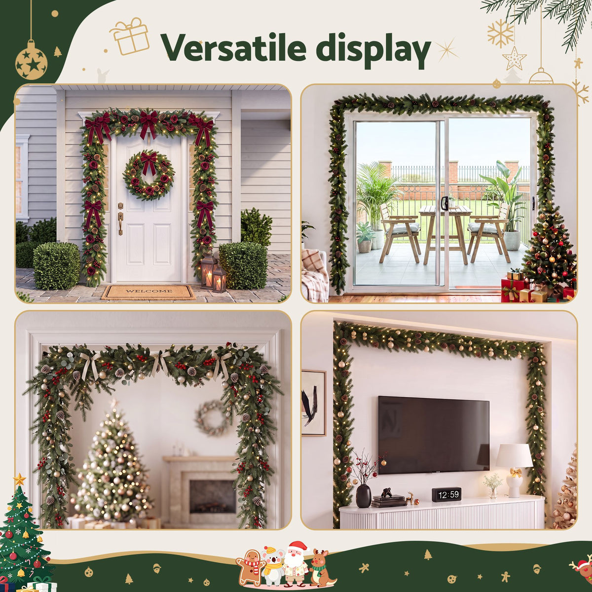 Adjustable Christmas Garland & Wreath Door Hanger 85-160cm