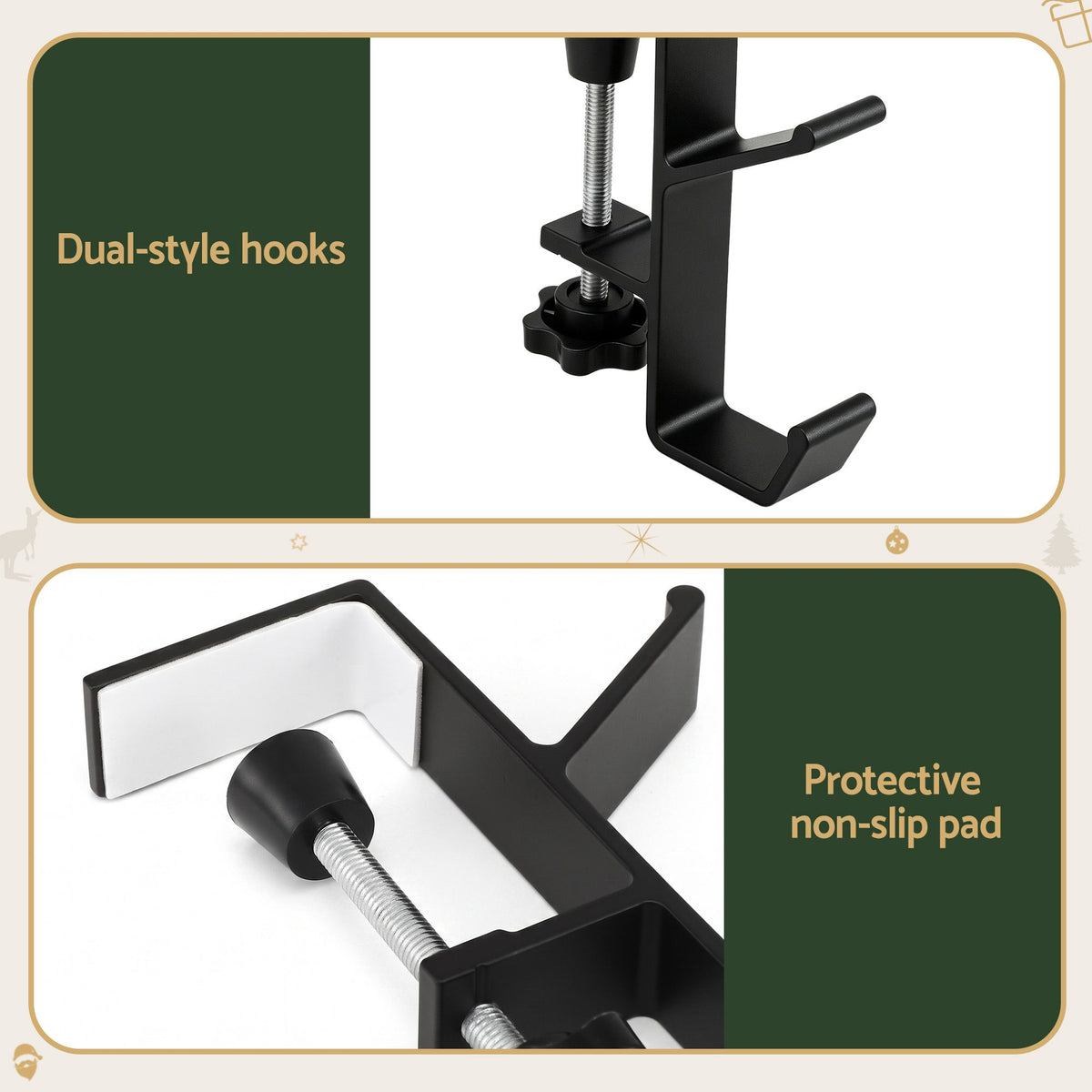 4PC Christmas Garland & Stocking Hanger Set - Black