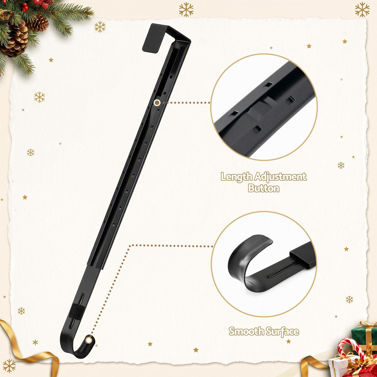 Adjustable Christmas Wreath Door Hanger - Black