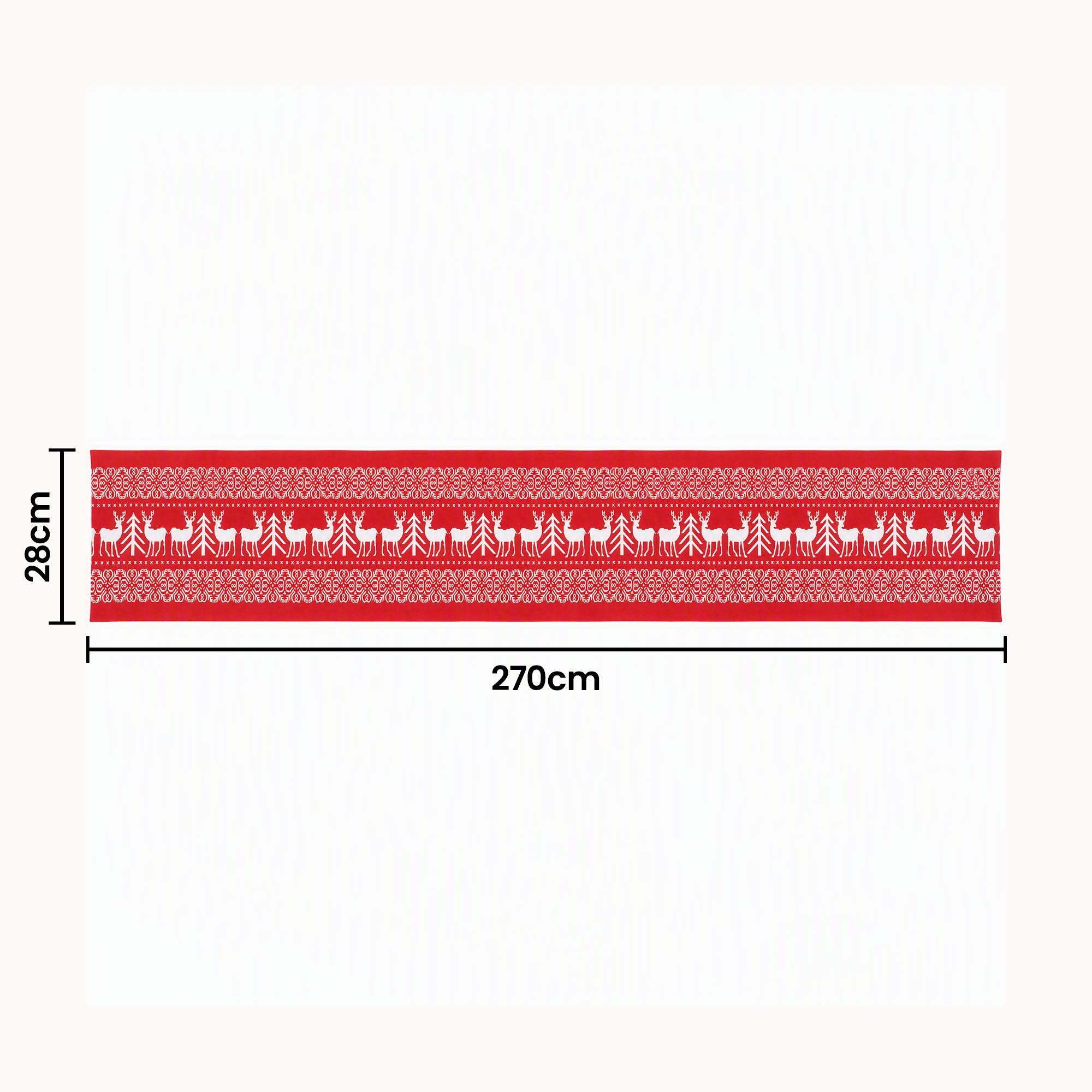 Christmas Table Runner 270x28cm Reindeer - Red