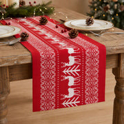 Christmas Table Runner 270x28cm Reindeer - Red
