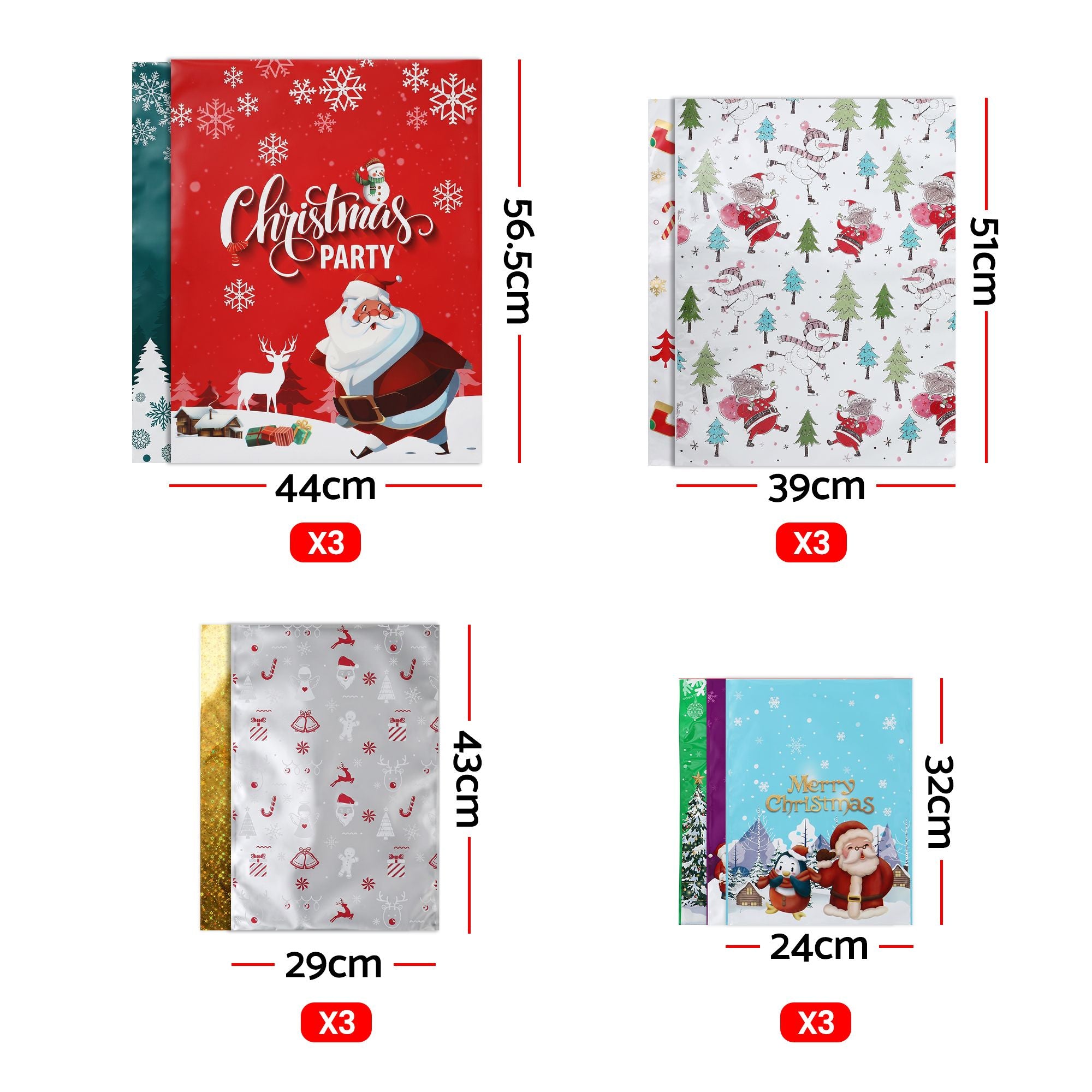 27PC Christmas Gift Bag Set - 9 Designs