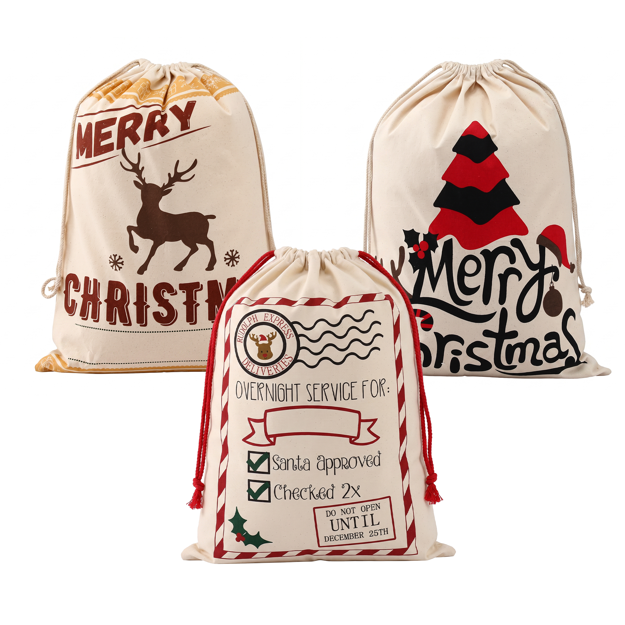 3PC Christmas Santa Sack Set - 70 x 50cm