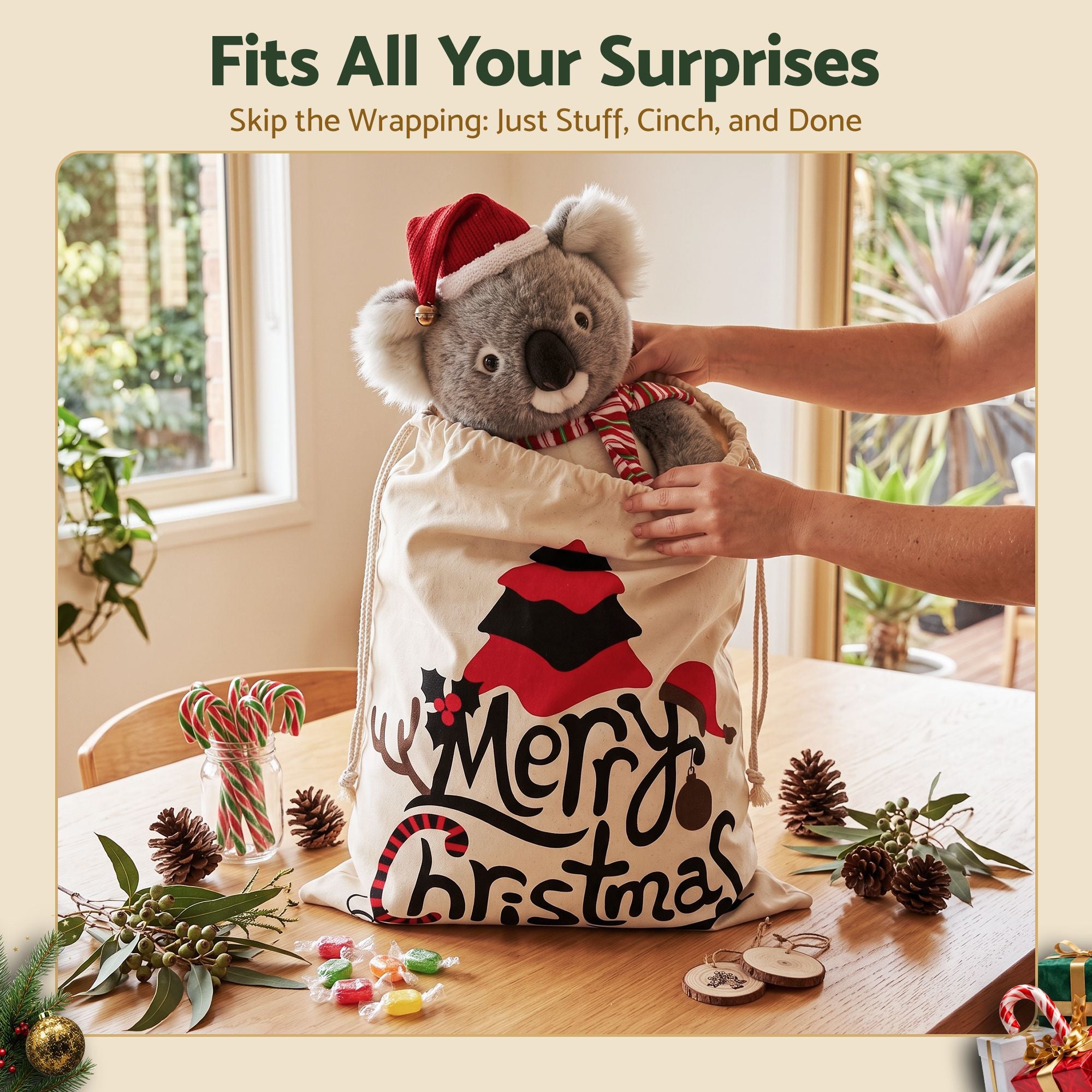 3PC Christmas Santa Sack Set - 70 x 50cm