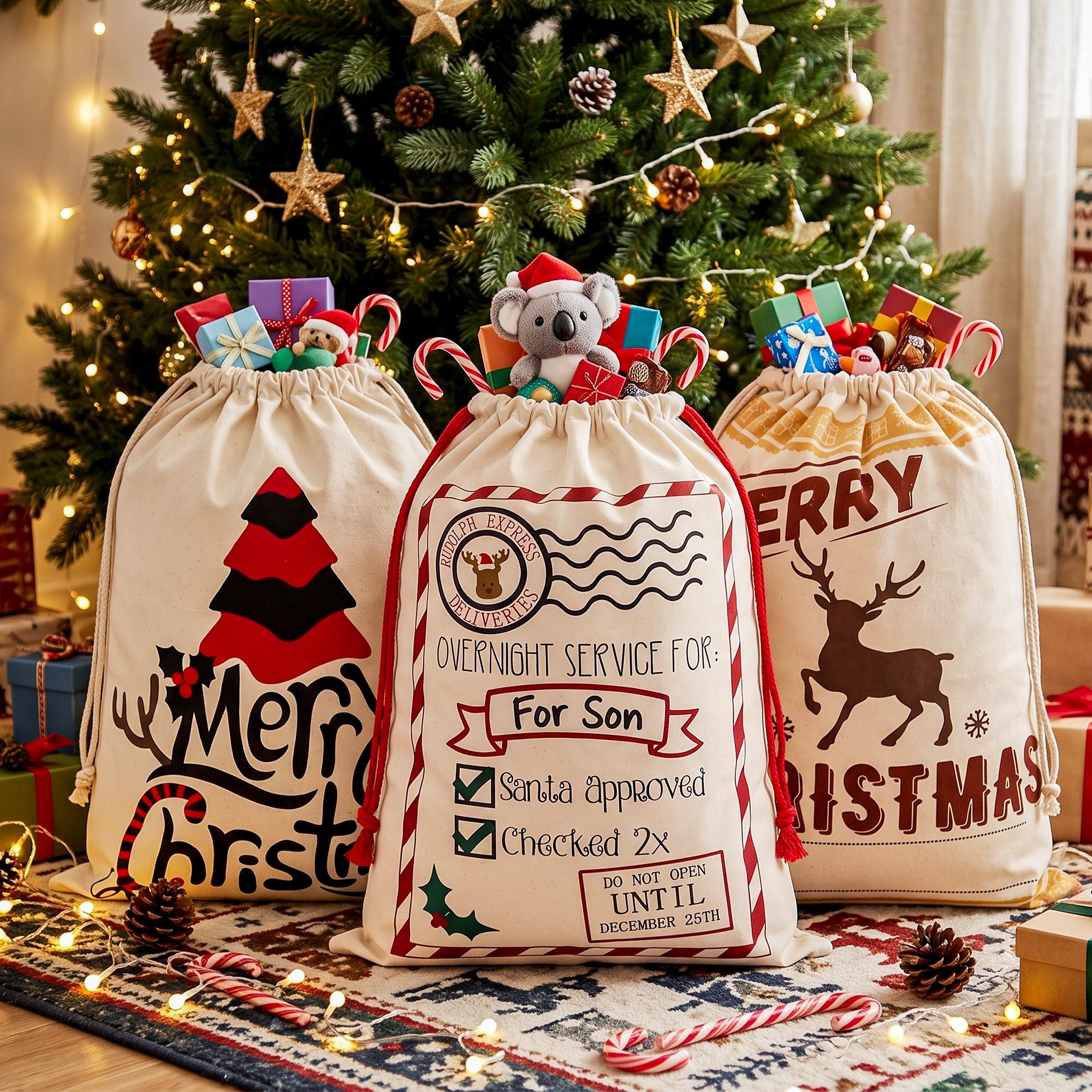 3PC Christmas Santa Sack Set - 70 x 50cm