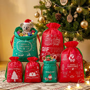 6PC Christmas Santa Sack Gift Bags Set - 2 Sizes