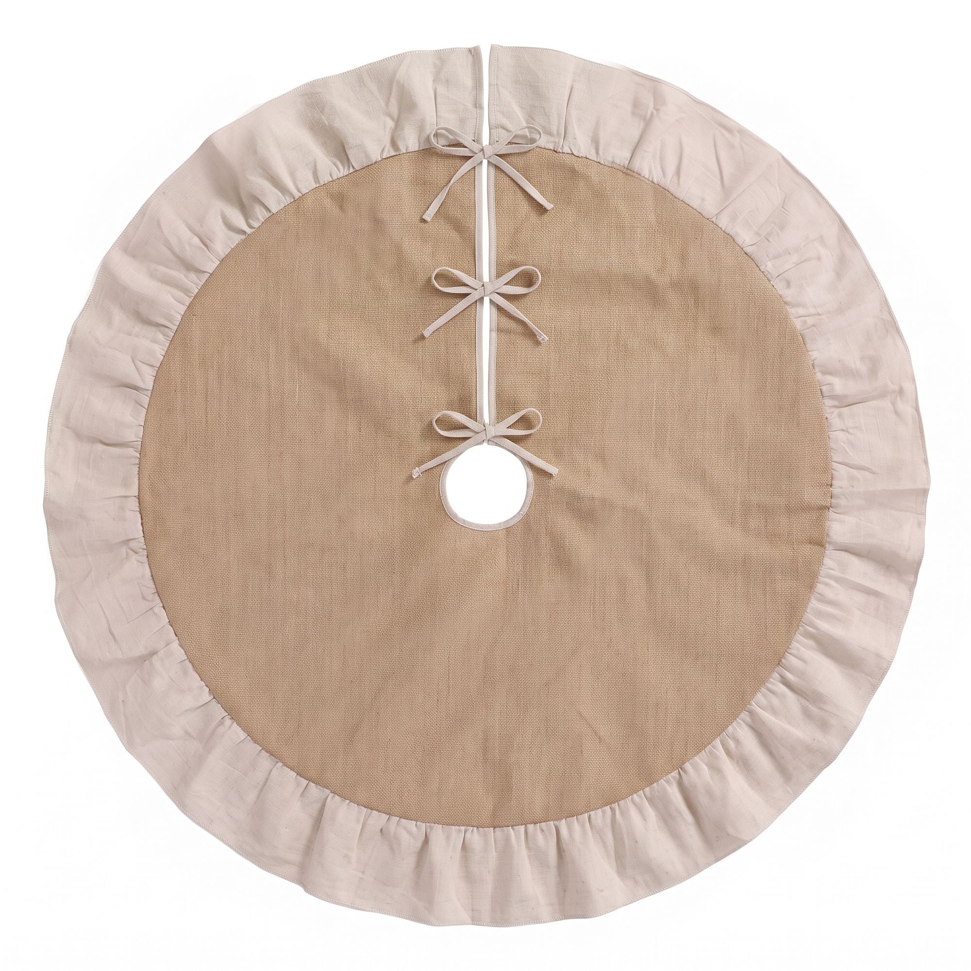 120cm Linen Christmas Tree Skirt - Natural