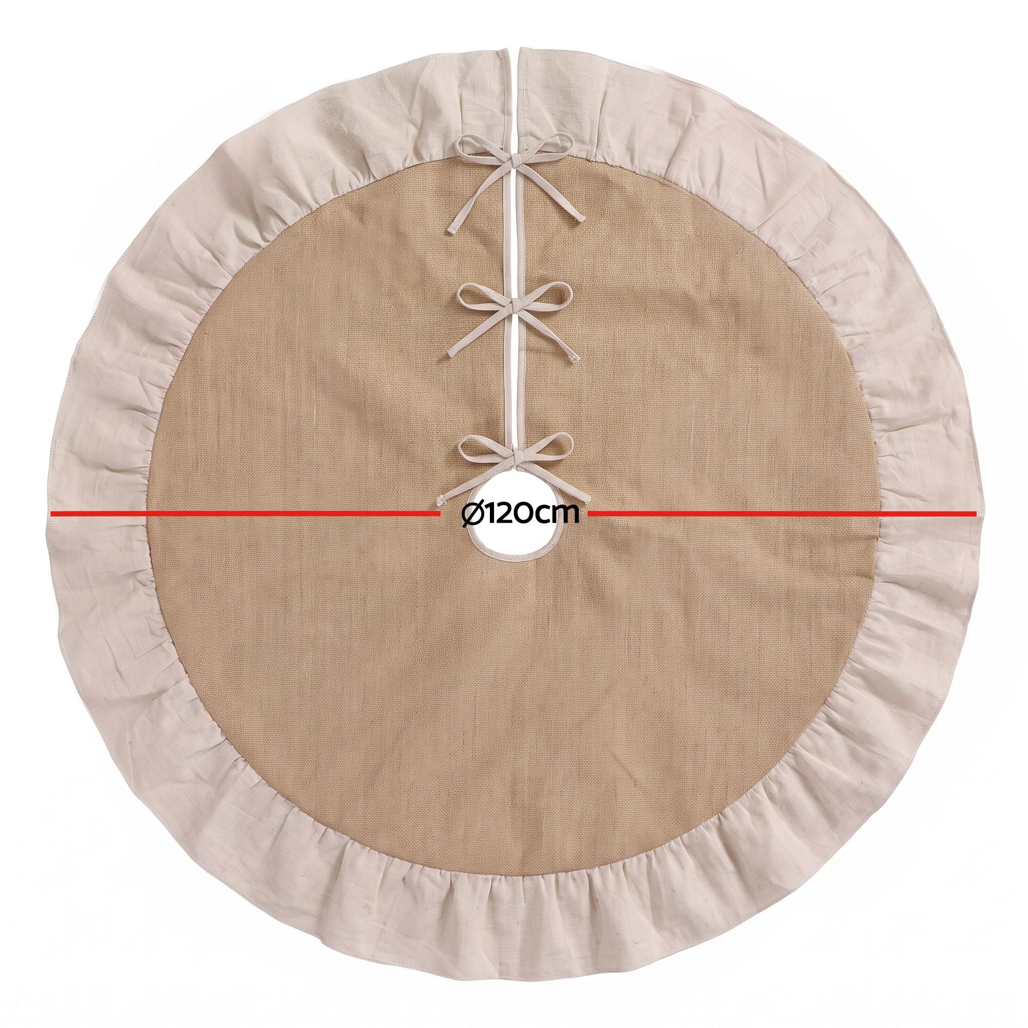 120cm Linen Christmas Tree Skirt - Natural