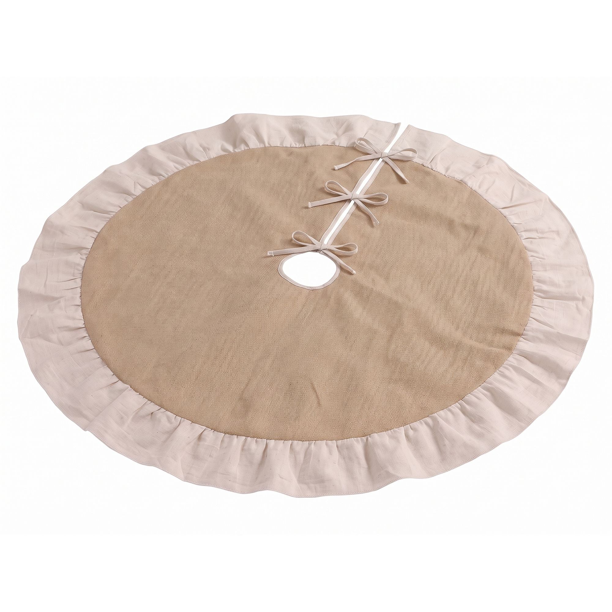 120cm Linen Christmas Tree Skirt - Natural