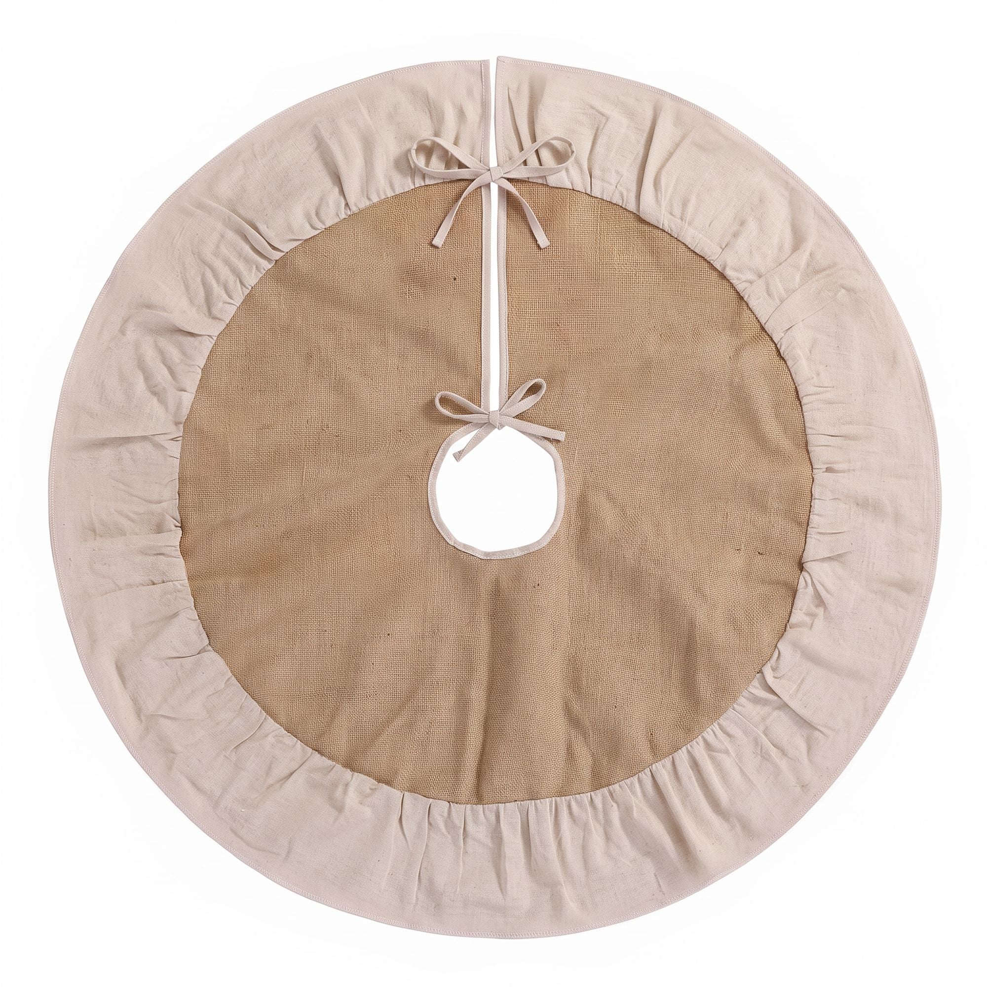 90cm Linen Christmas Tree Skirt - Natural