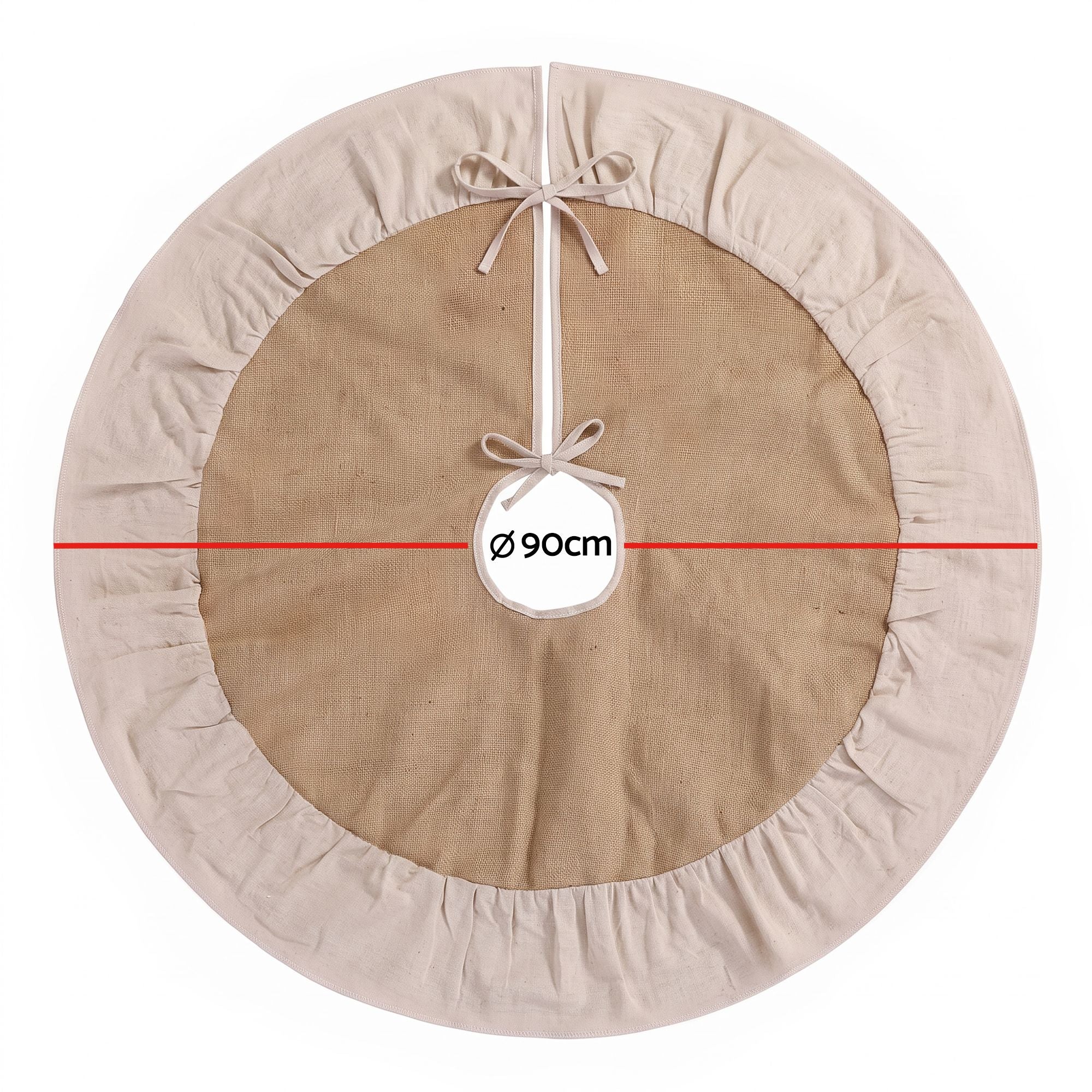 90cm Linen Christmas Tree Skirt - Natural
