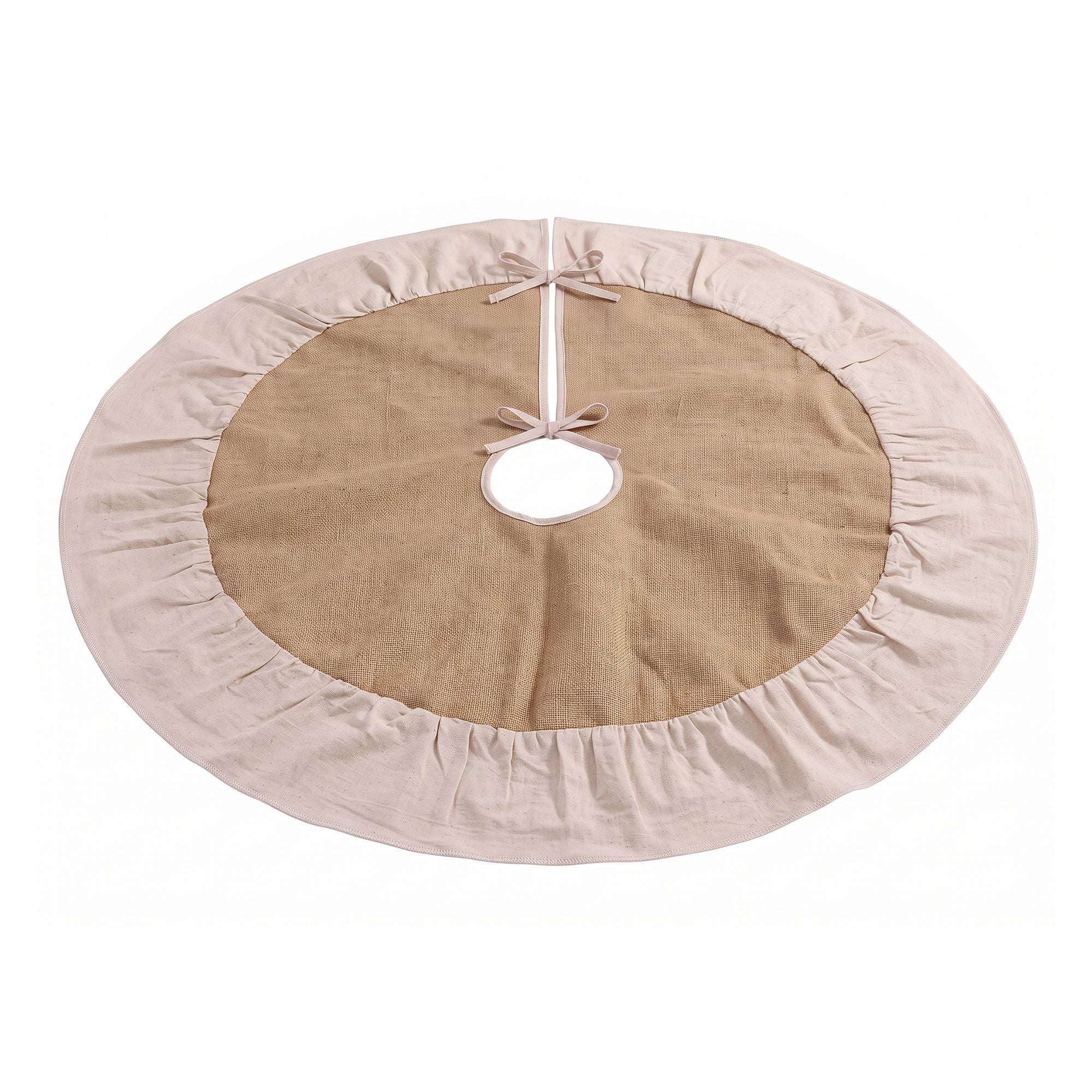90cm Linen Christmas Tree Skirt - Natural