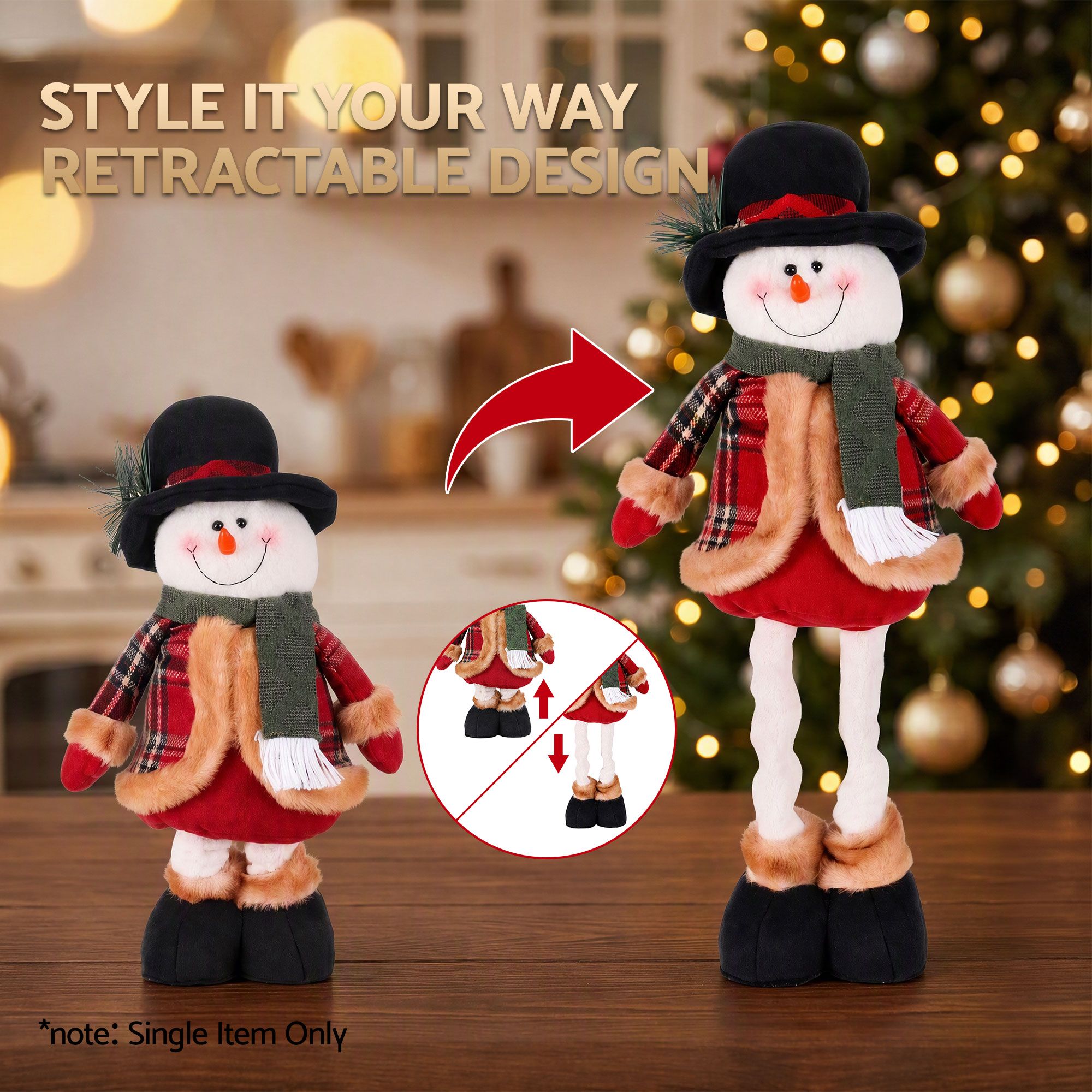 Telescopic Snowman Christmas Decoration 40-56cm