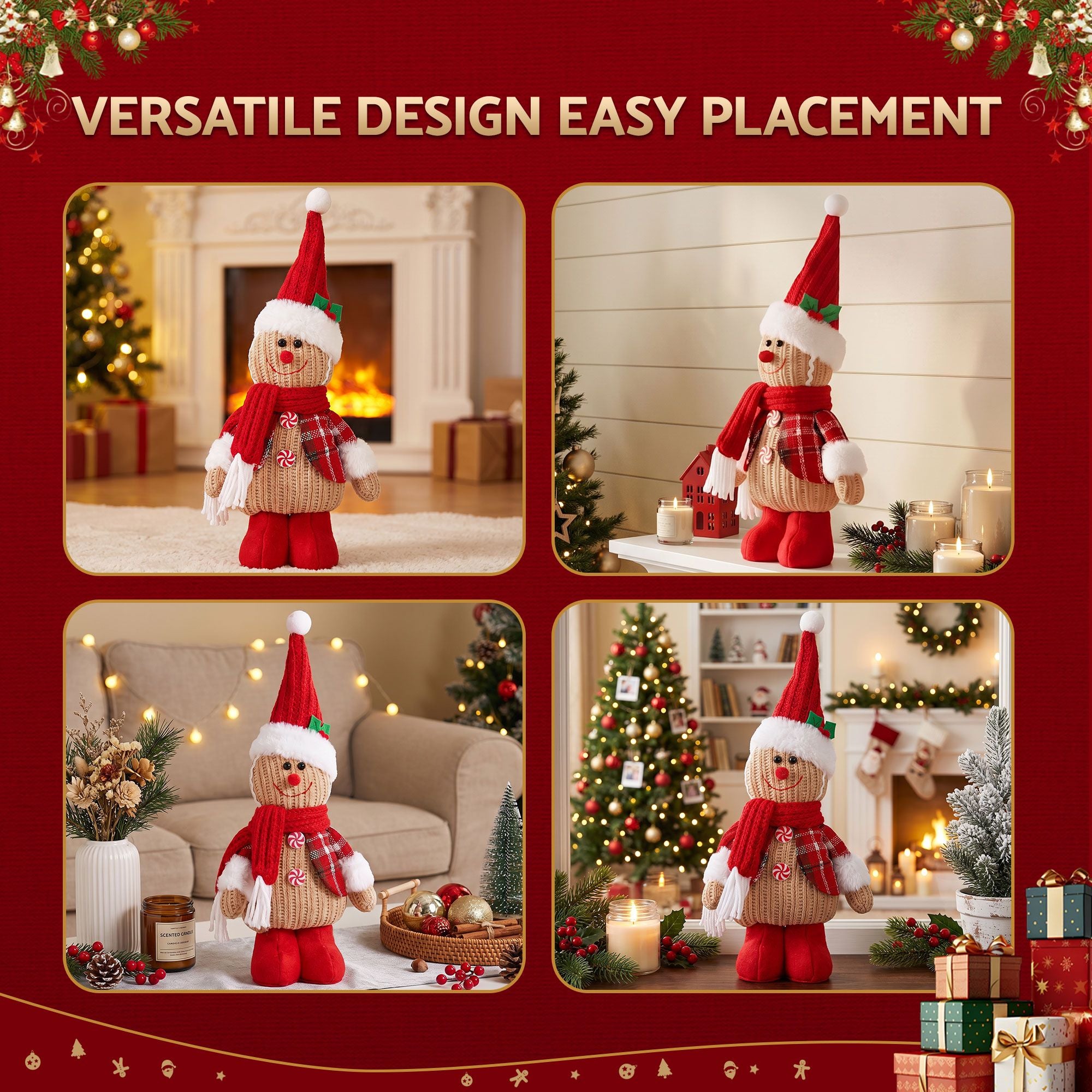 Standing Gingerbread Man Christmas Decoration 33cm