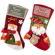 2PC Santa & Snowman 3D Plush Christmas Stockings