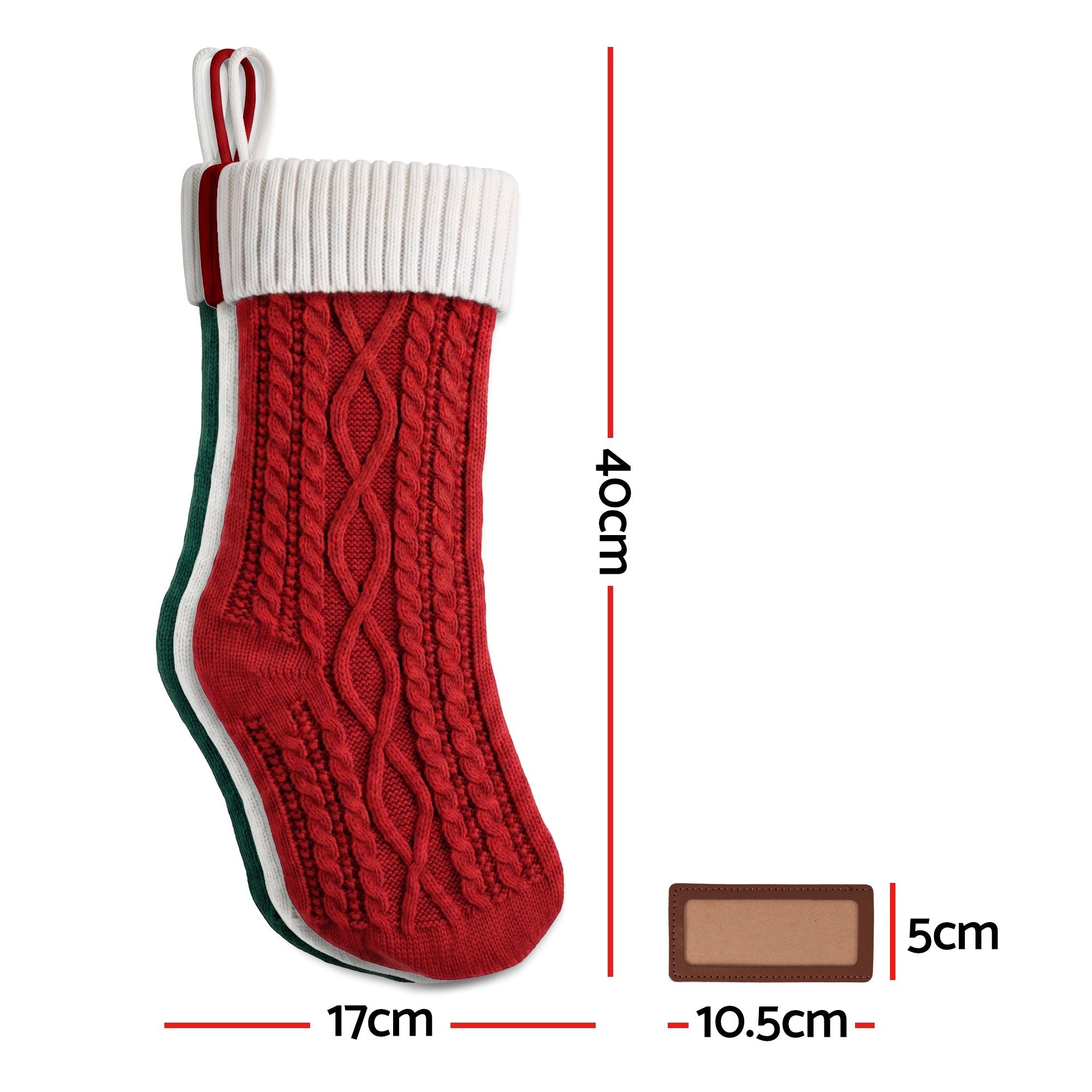 3PC Knitted Christmas Stockings with Name Patches