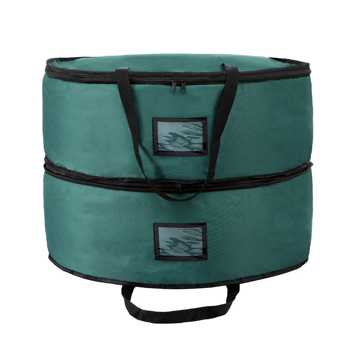 Jingle Jollys Christmas Garland Wreath Storage Bag 2-Tier Ornaments Holder 60cm - Homecoze