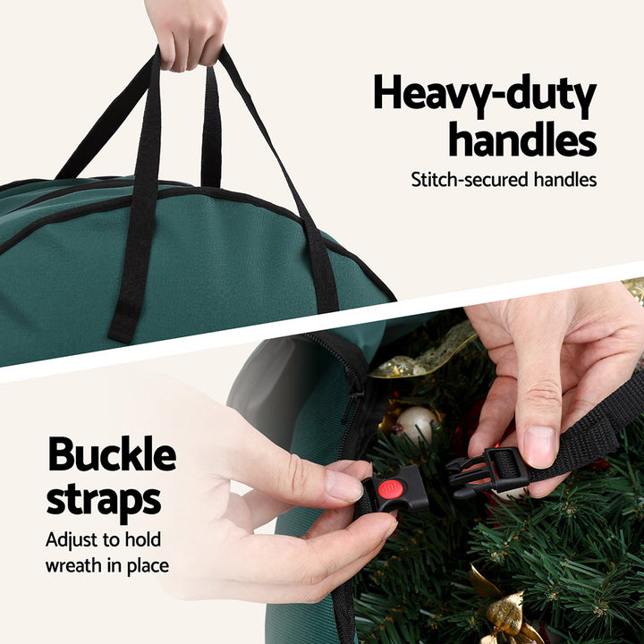 Jingle Jollys Christmas Garland Wreath Storage Bag 2-Tier Ornaments Holder 60cm - Homecoze