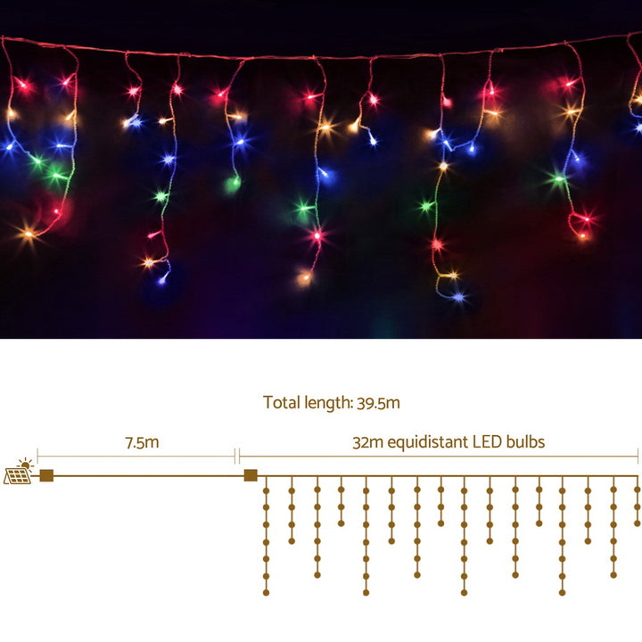 32m Christmas Icicle Lights 960 LED - Multicolour