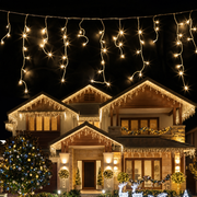 32m Solar Icicle Christmas Lights 960 LED - Warm White