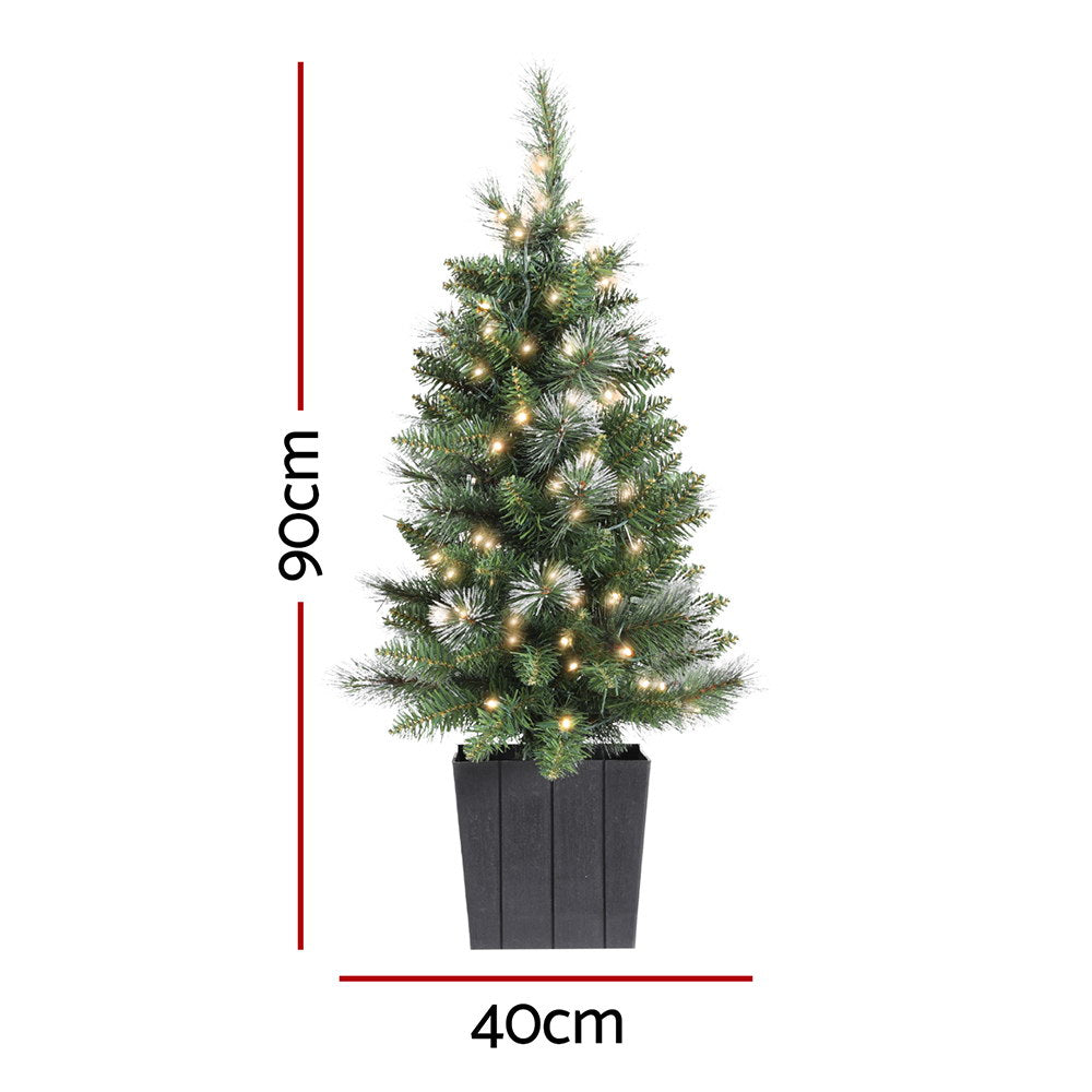 3FT (90cm) Mini Potted Christmas Tree with Battery LEDs - Homecoze