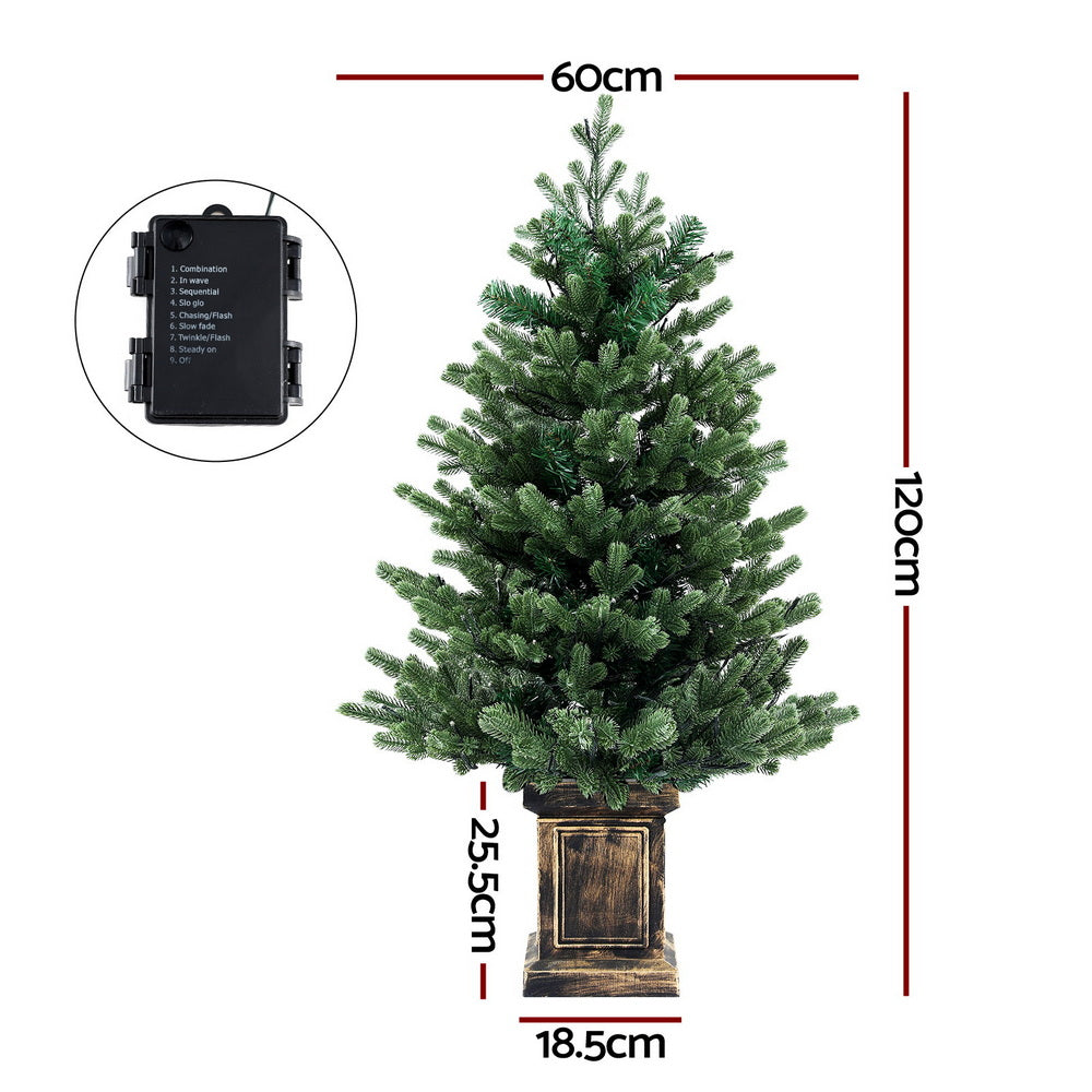 Jingle Jollys Christmas Tree 1.2M LED Potted Xmas Tree Party Decor 8 Light Modes - Homecoze