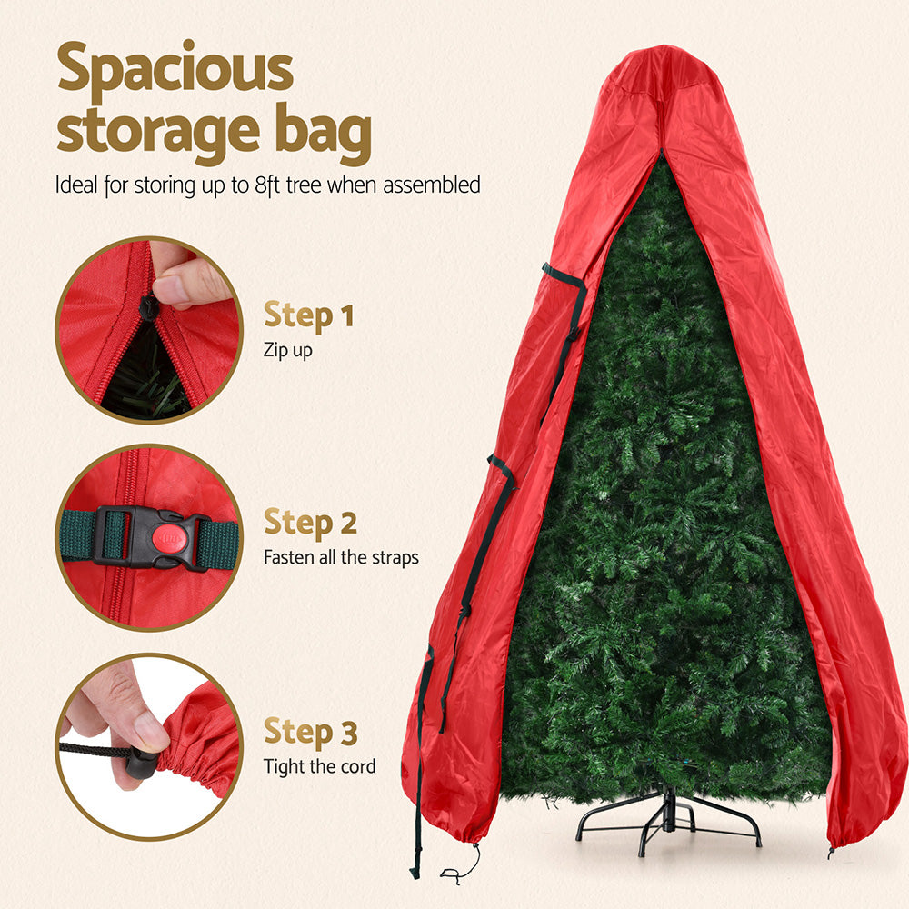 Jingle Jollys Christmas Tree Storage Bag Fits Up to 8ft Tree Xmas Bag Zipper Red - Homecoze