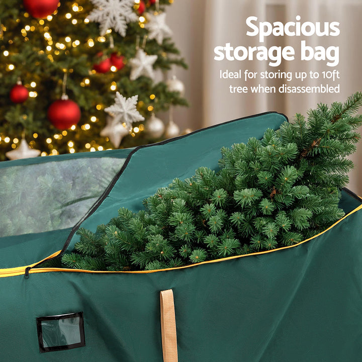 Jingle Jollys Christmas Tree Storage Bag Up to 10ft Visible Handle Wheels Green - Homecoze