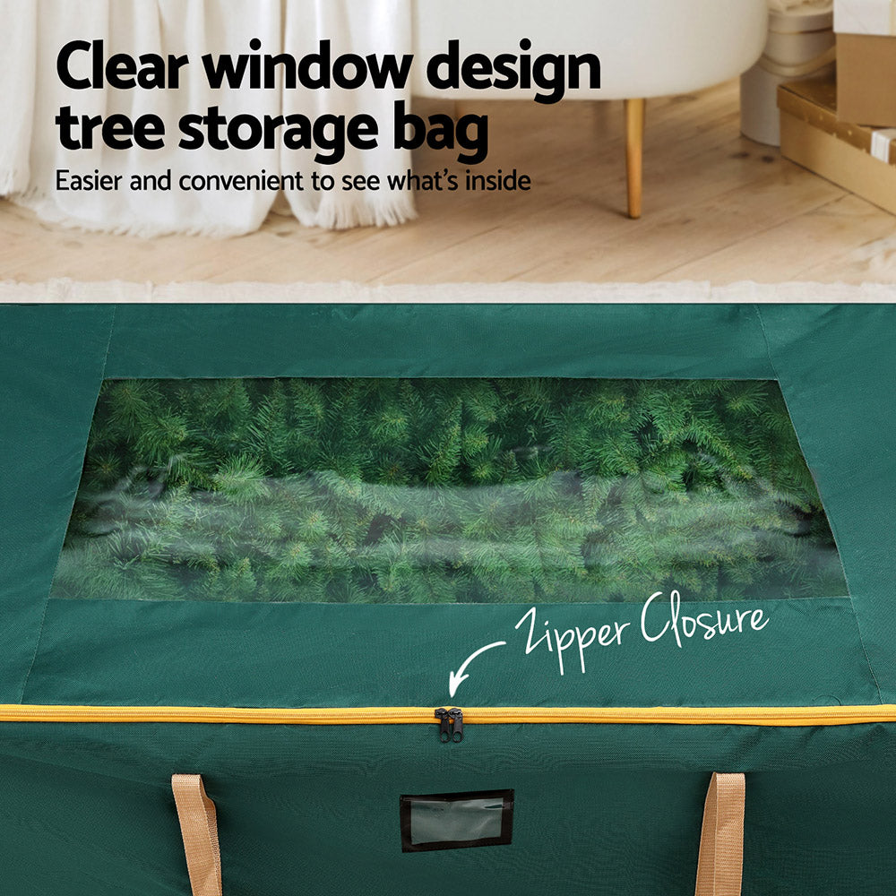 Jingle Jollys Christmas Tree Storage Bag Up to 10ft Visible Handle Wheels Green - Homecoze