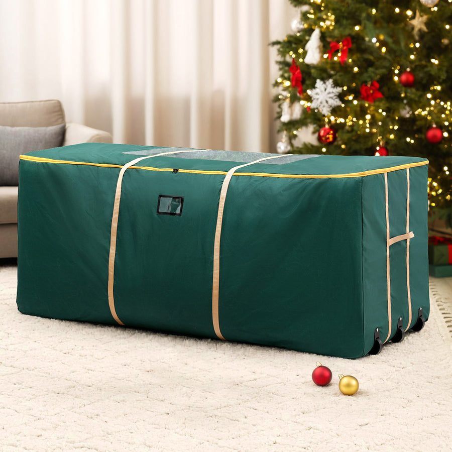 Jingle Jollys Christmas Tree Storage Bag Up to 10ft Visible Handle Wheels Green - Homecoze