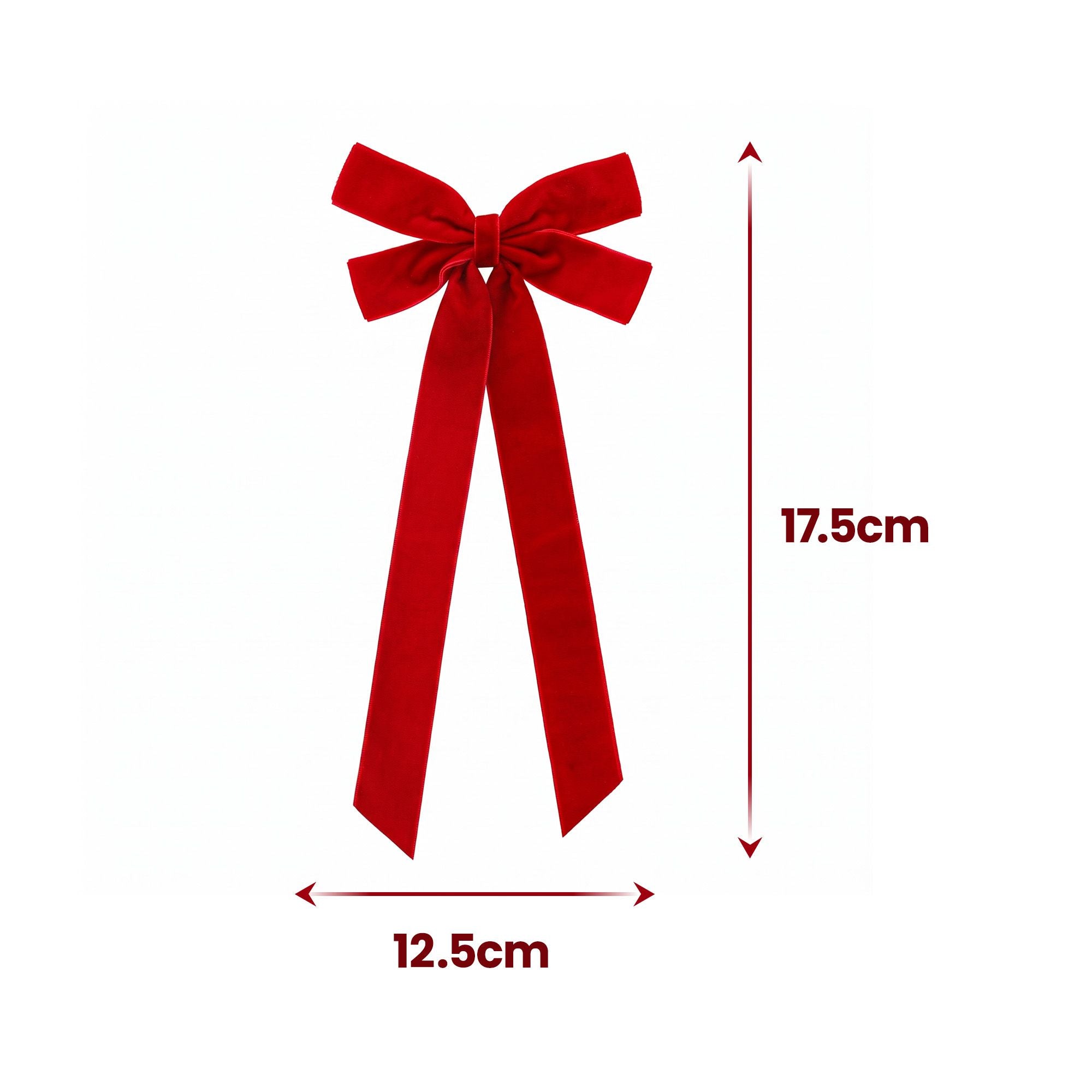 12PC Velvet Christmas Tree Bow Set - Red