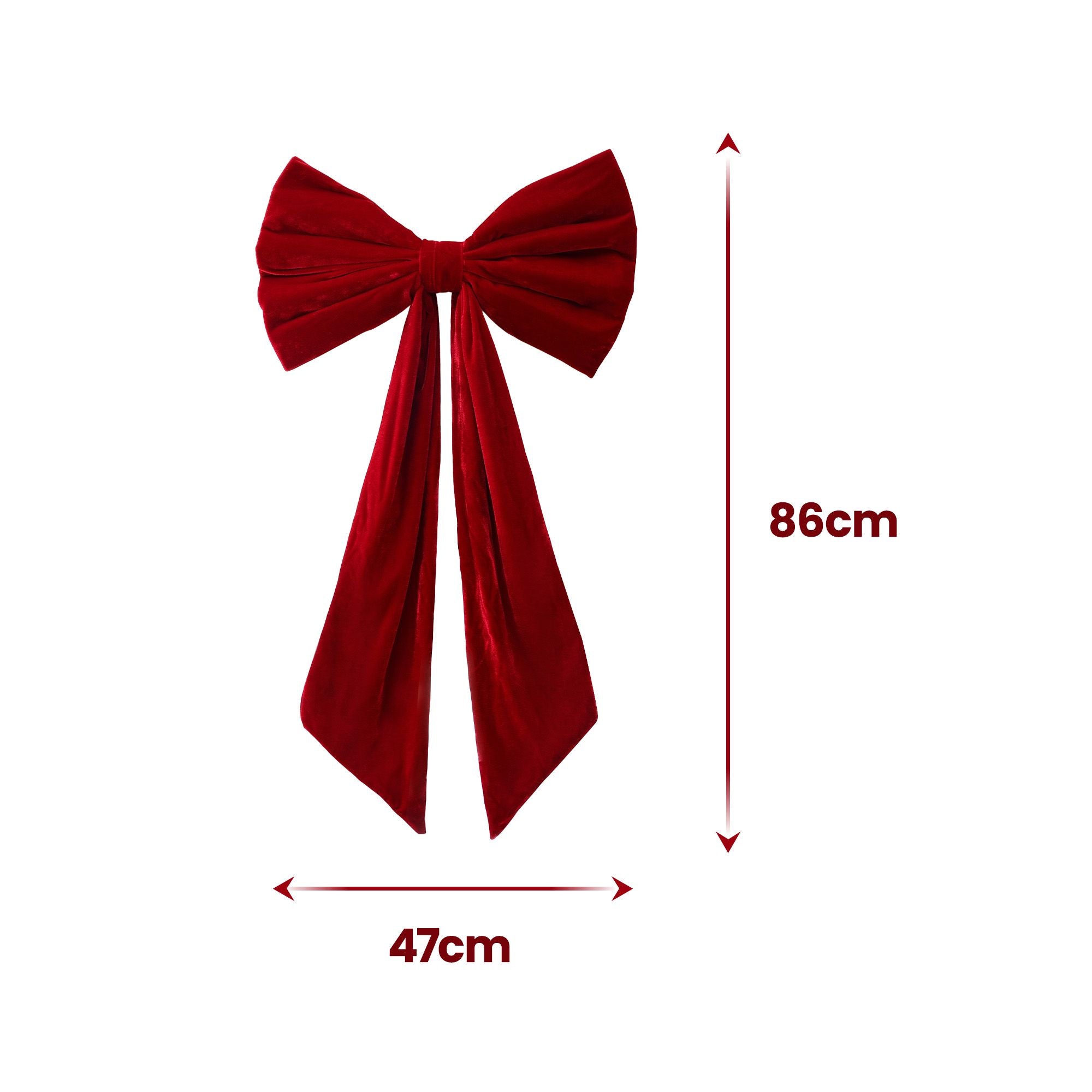 Large Velvet Christmas Tree Topper Bow 86cm - Red