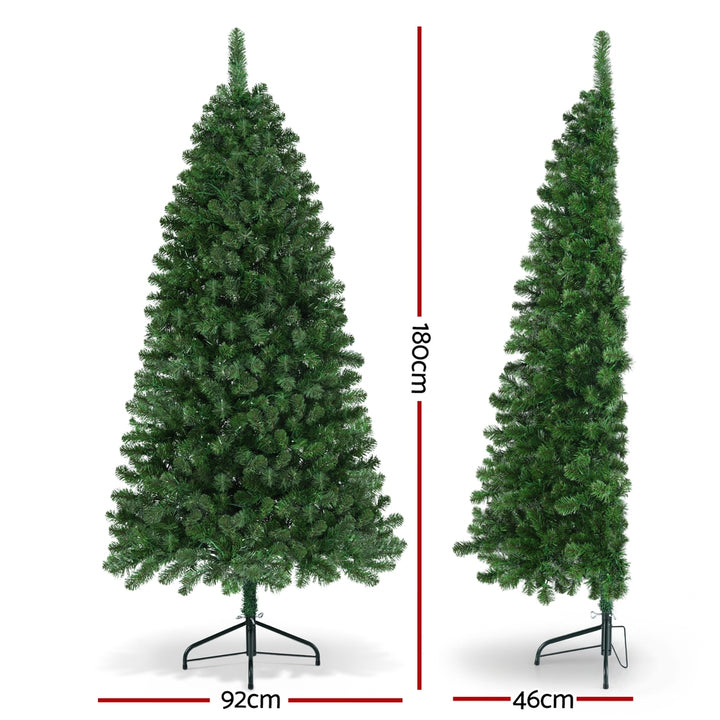 Jingle Jollys Christmas Tree 1.8M LED Corner Xmas Tree Half 8 Modes Multi-color - Homecoze