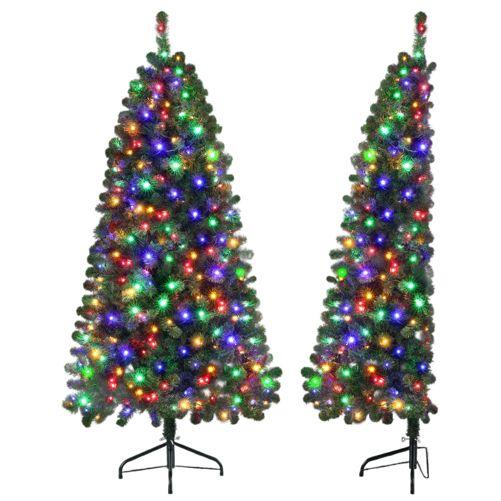 Jingle Jollys Christmas Tree 1.8M LED Corner Xmas Tree Half 8 Modes Multi-color - Homecoze