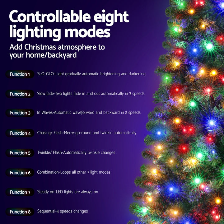 Jingle Jollys Christmas Tree 1.8M LED Corner Xmas Tree Half 8 Modes Multi-color - Homecoze