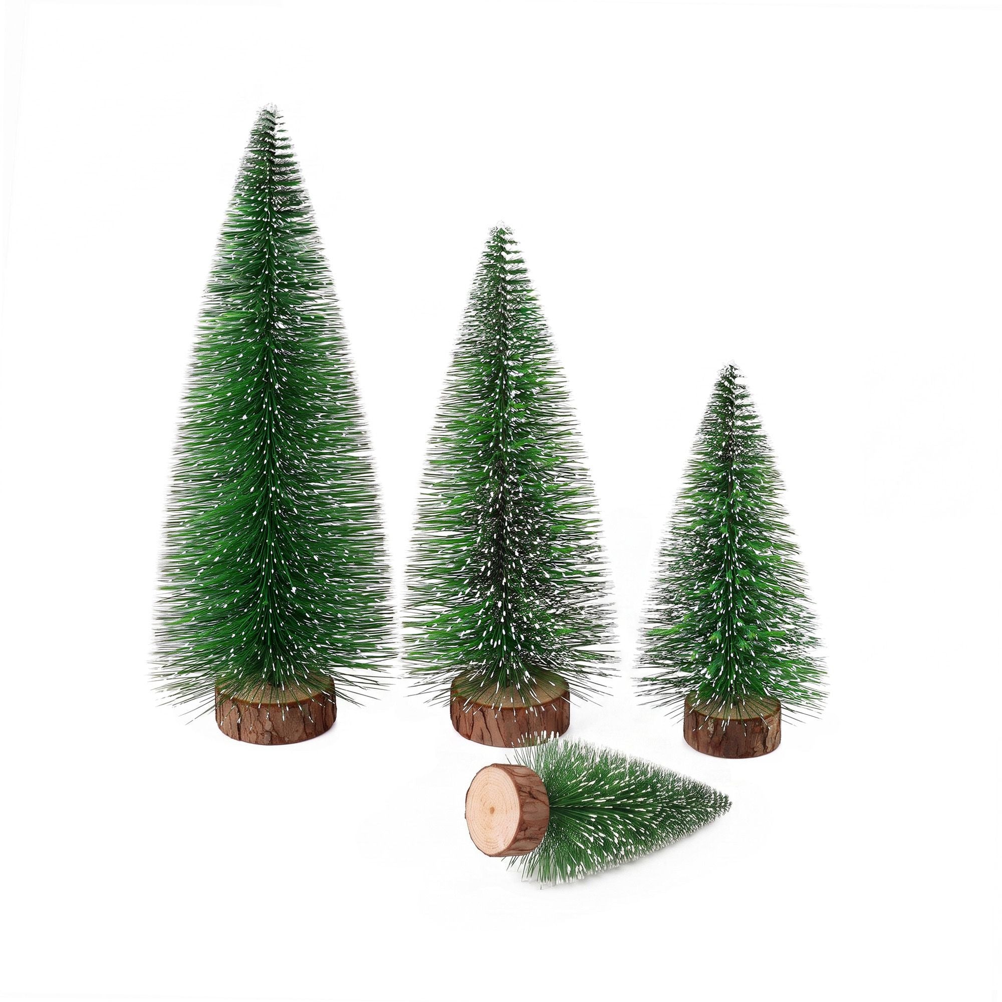 4PC Mini Snow Frosted Christmas Tree Set - Green