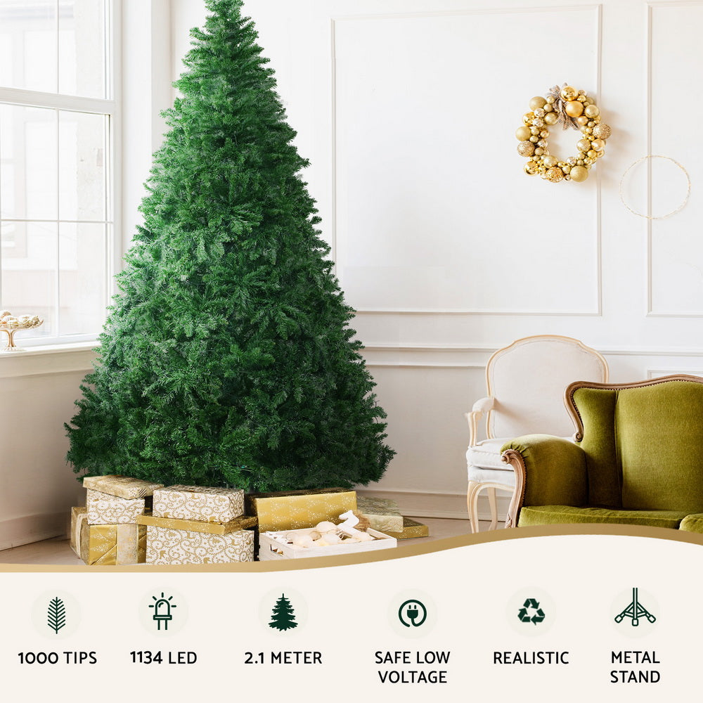 7FT Pre-lit Multicolour LED Christmas Tree - 1000 Tips - Homecoze