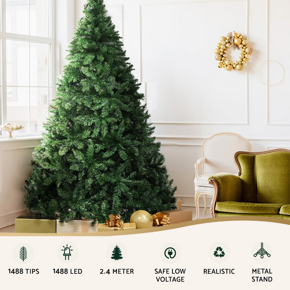 8FT Pre-lit LED Christmas Tree - 1488 Tips - Homecoze