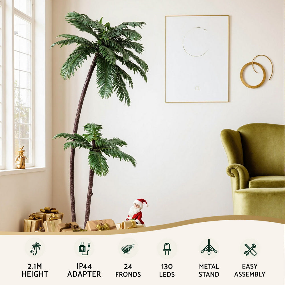 Jingle Jollys Christmas Tree 2.1m LED Lighted Xmas Palm Trees Party Decorations - Homecoze