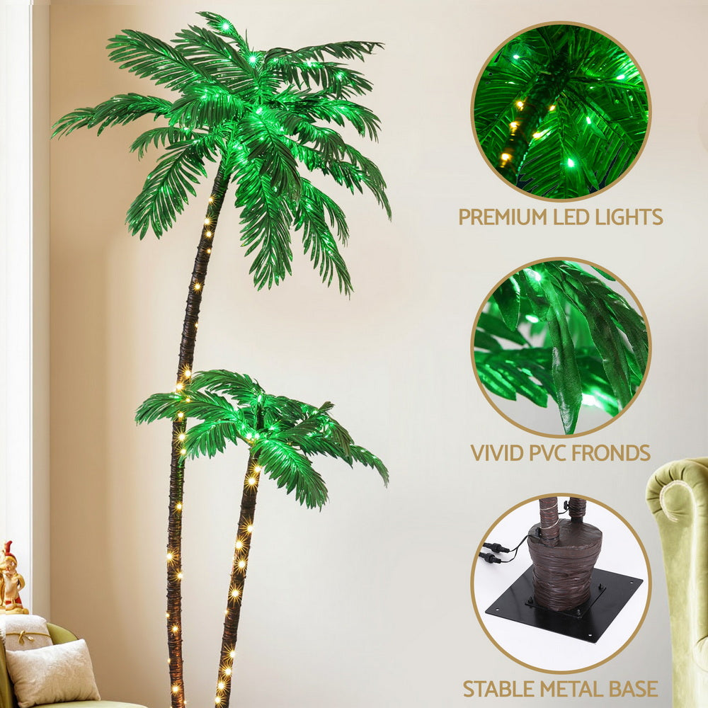 Jingle Jollys Christmas Tree 2.1m LED Lighted Xmas Palm Trees Party Decorations - Homecoze