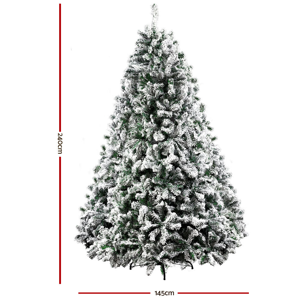 8FT Extra Full Heavy Snow Christmas Tree - 1500 Tips - Homecoze