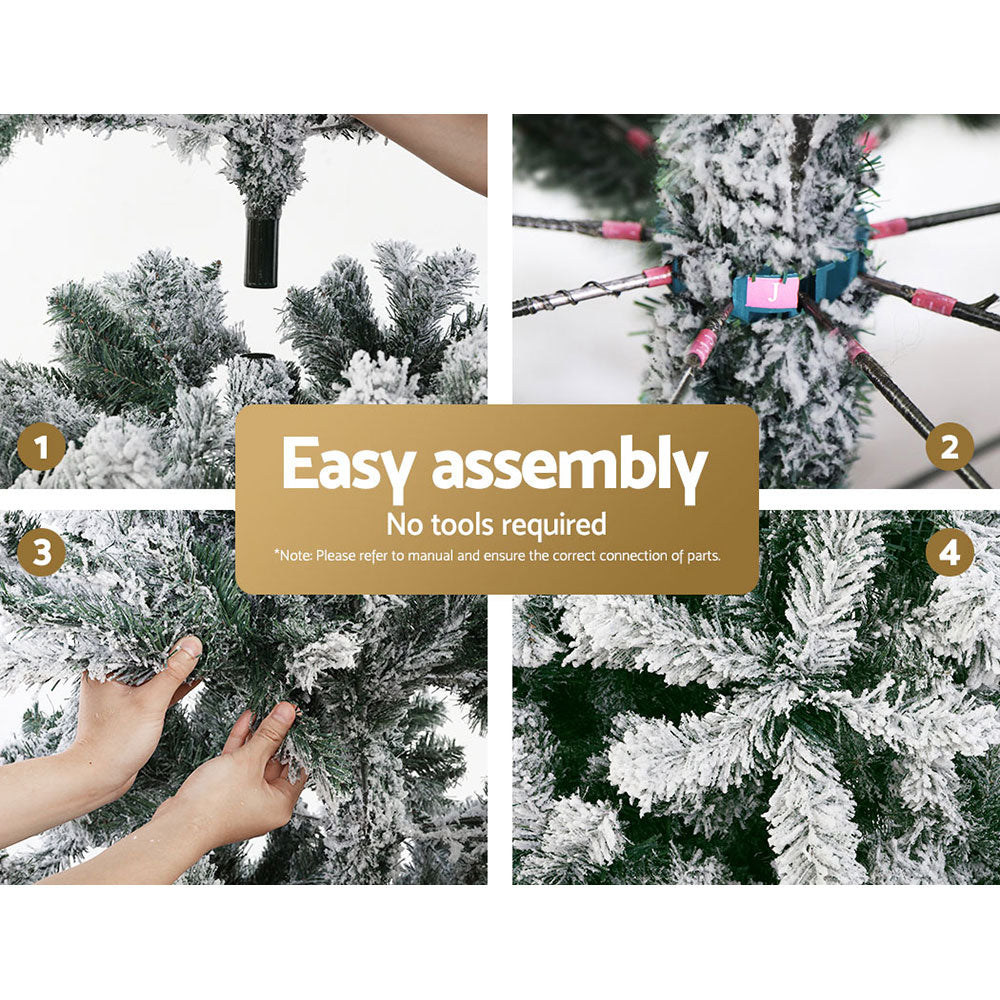 8FT Extra Full Heavy Snow Christmas Tree - 1500 Tips - Homecoze