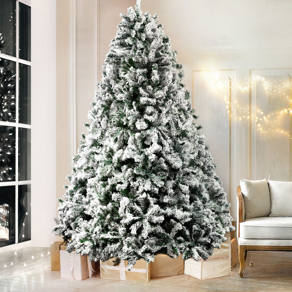 8FT Extra Full Heavy Snow Christmas Tree - 1500 Tips - Homecoze