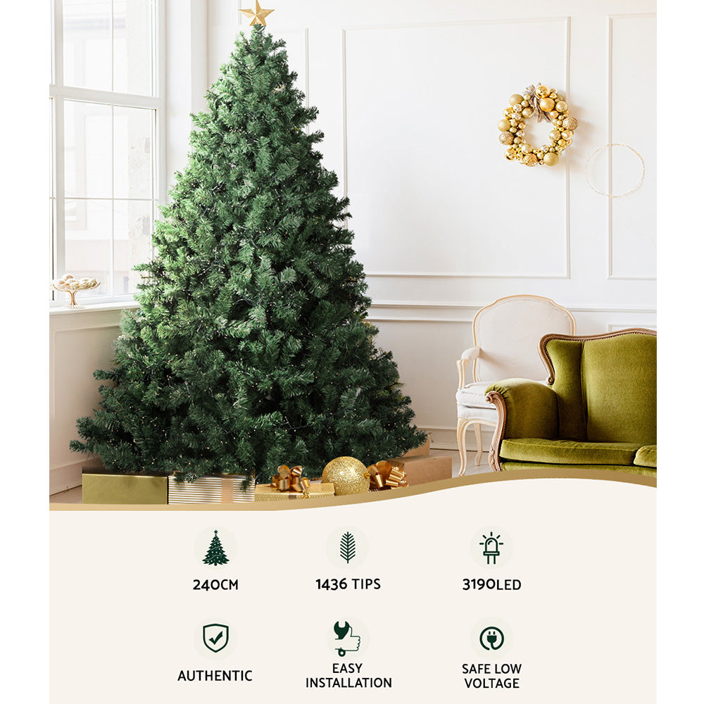 8FT Extra Full Pre-lit LED Christmas Tree - 1436 Tips - Homecoze