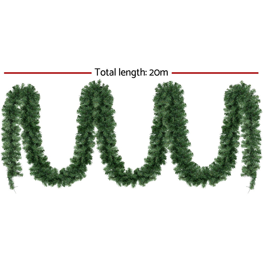20m Christmas Garland Prelit 300 LED - Warm White - Homecoze