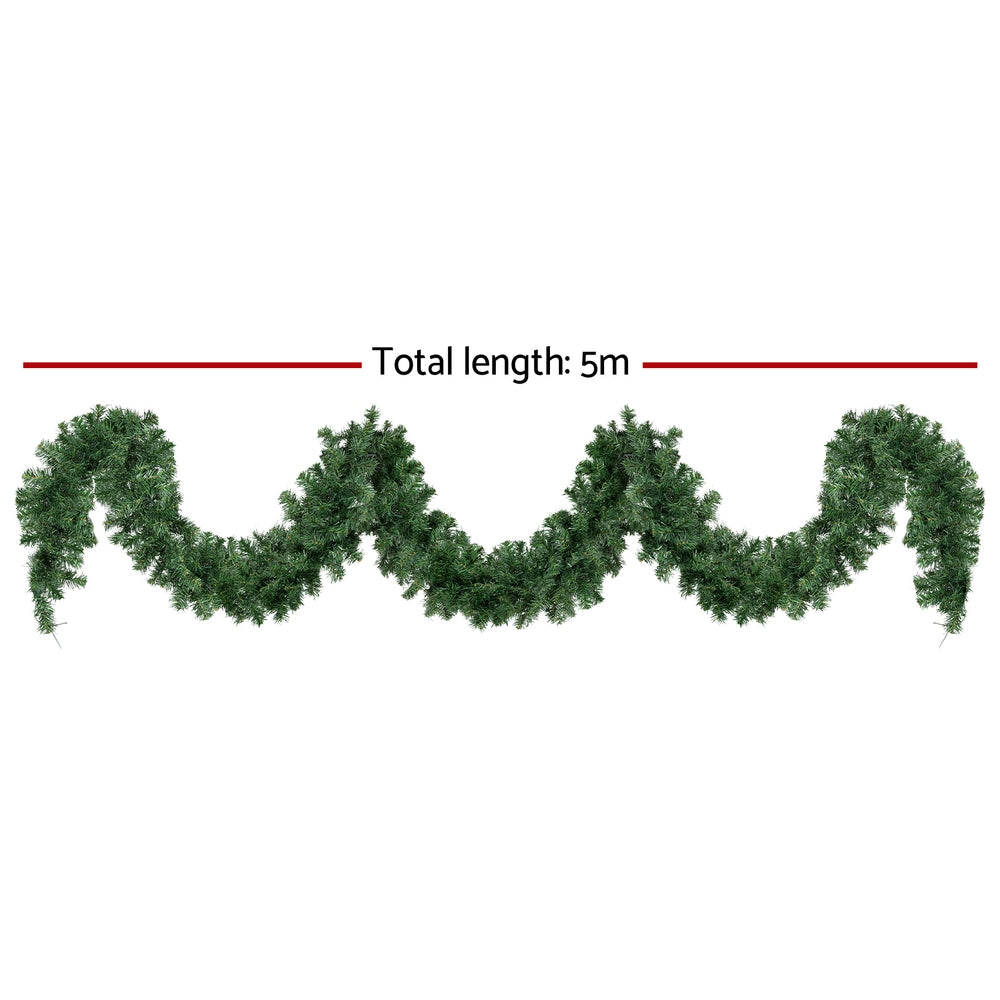 5m Christmas Garland Prelit 100 LED - Warm White - Homecoze
