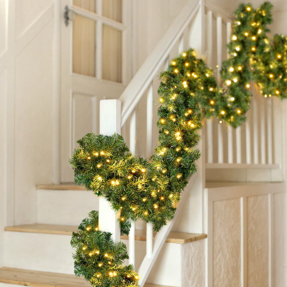 5m Christmas Garland Prelit 100 LED - Warm White - Homecoze