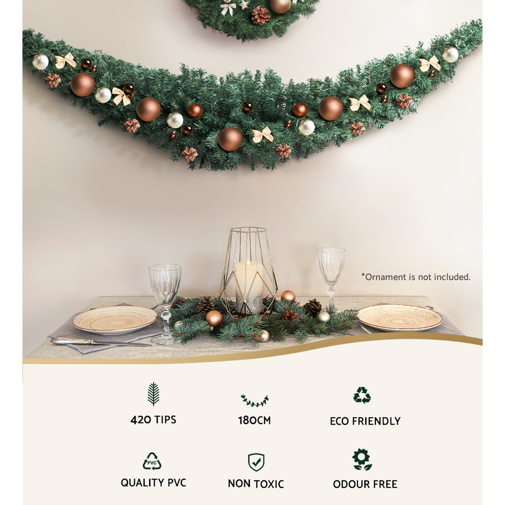6FT (1.8m) Christmas Garland - Green - Homecoze